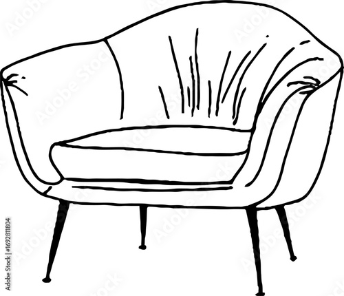 Minimalist line art of a cozy armchair for home decor and design inspiration