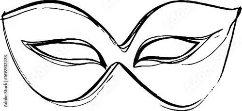 Minimalist line art of decorative mask for aesthetic design projects