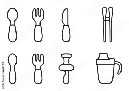 Minimalist cutlery and utensils silhouette on dark background