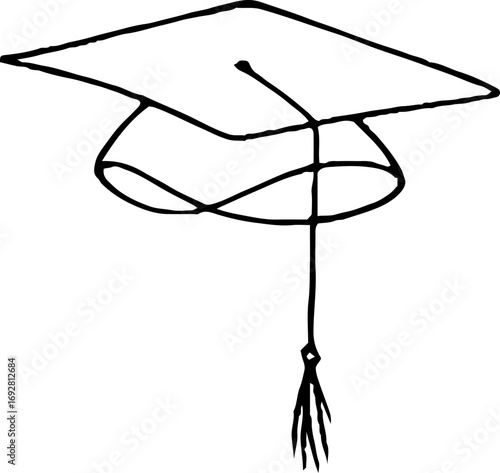 Minimalist line art graduation cap illustration for academic design and celebrations