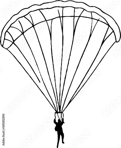 Minimalist line art of a paraglider in flight for wall decor and design