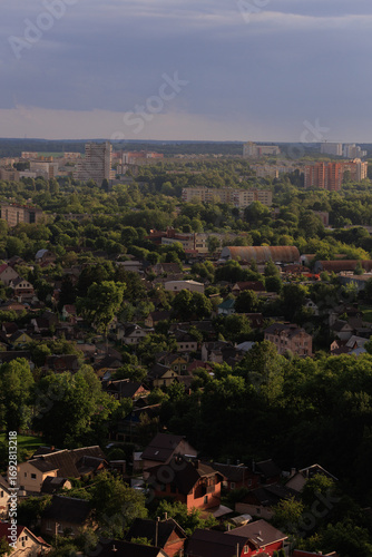 Aerial view of the big city and new building