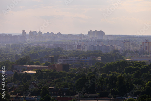 Aerial view of the big city and new building