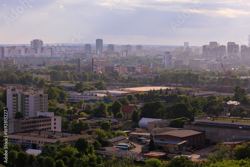 Aerial view of the big city and new building