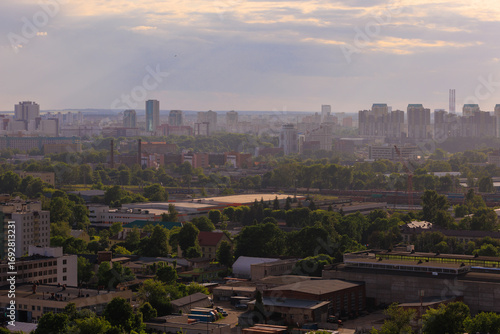 Aerial view of the big city and new building