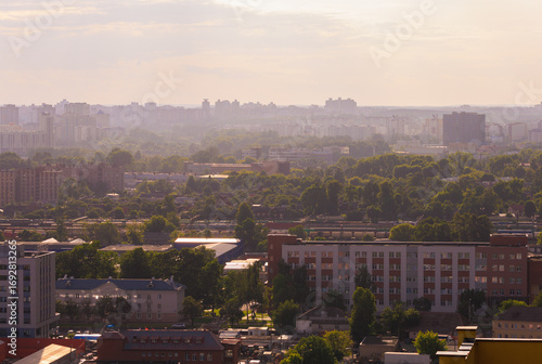 Aerial view of the big city and new building