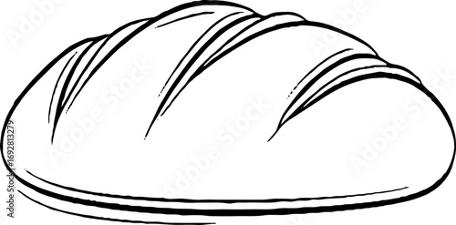 Minimalist line art illustration of a loaf of bread for bakery design and decor