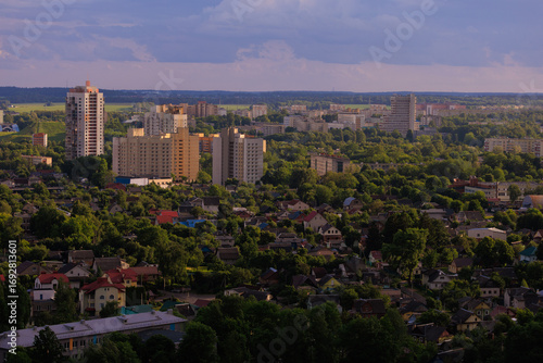 Aerial view of the big city and new building