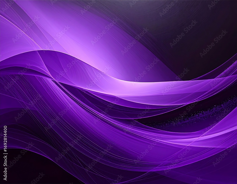 Naklejka premium Abstract purple waves on dark background