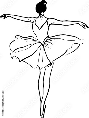 Minimalist bohemian line art of ballerina dance movement for artistic design