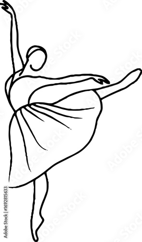 Minimalist line art of a graceful dancer in motion for elegant decor and tattoos