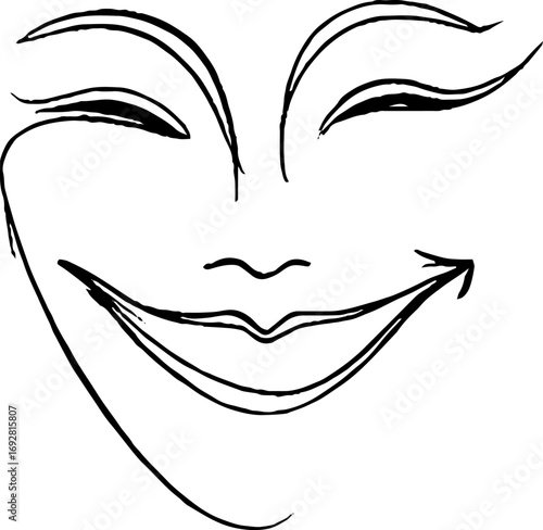 Minimalist line art of a theatrical mask face for creative design projects