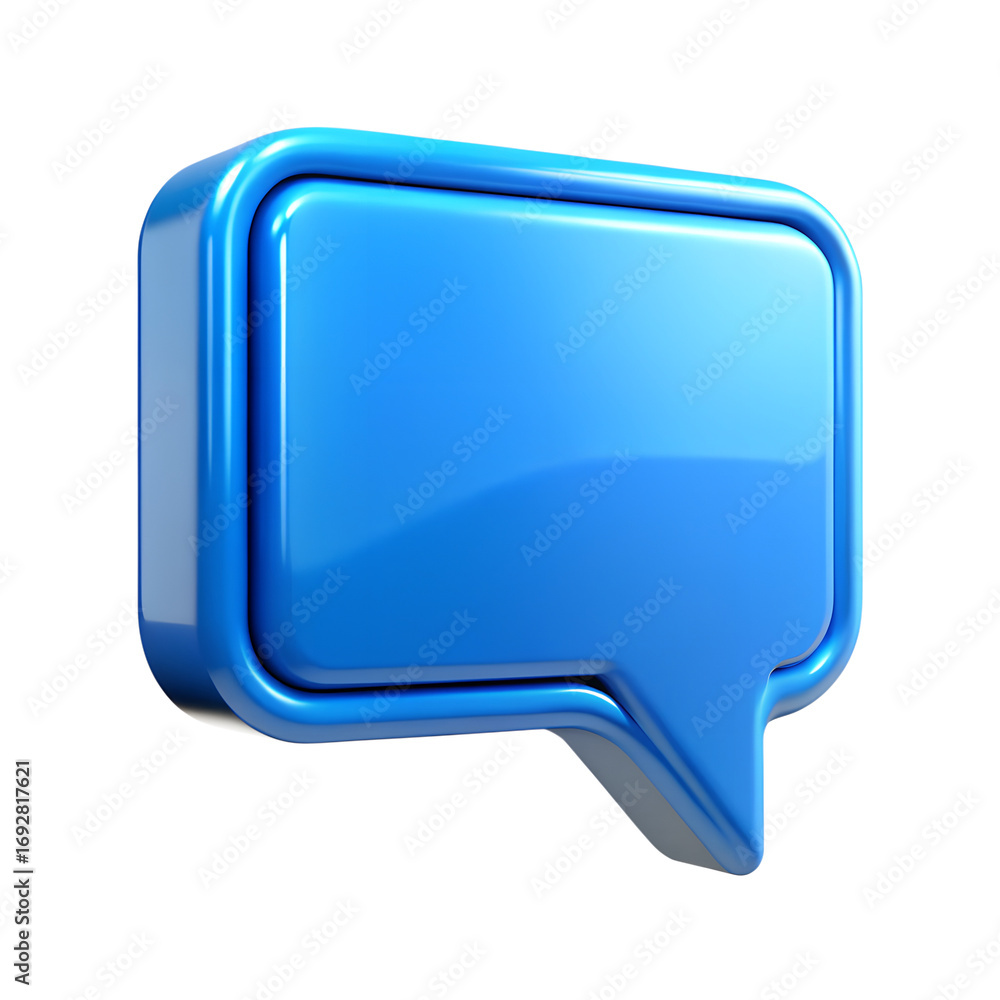 Naklejka premium Blue speech bubble icon isolated on transparent background