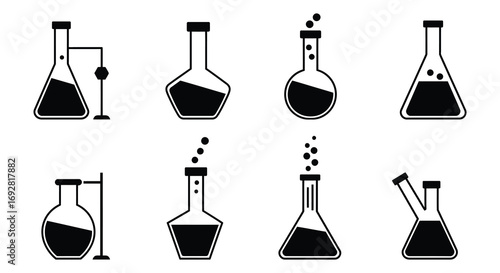 chemical reactions in various laboratory glassware setups