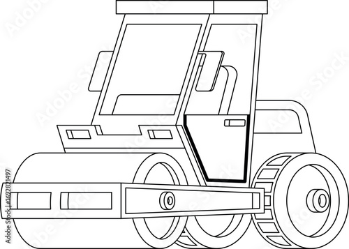 Asphalt paver heavy machinery black-and-white