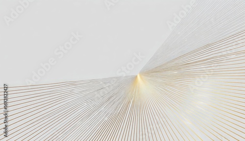 Abstract design with radiating gold lines on light gray background