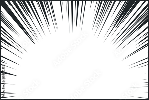Comic speed line semicircle frame