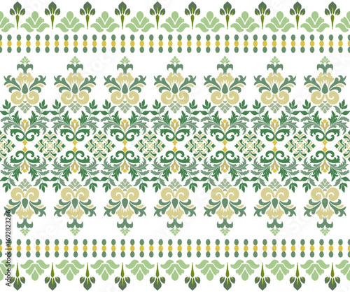 Motifs Ikat floral paisley embroidery floral.ikat ethnic oriental pattern traditional.Oreintal Flora Damask Seamless pattern embroidery. Design for carpet,cover.wallpaper,clothing,ceramic product.