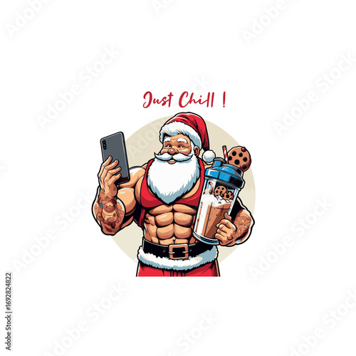Just Chill , Santa T-shirt Design, Generative Ai