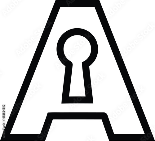 Letter A as a Keyhole - A Mysterious Silhouette Symbolizing Access and Security

