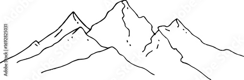 Minimalist line art illustration of mountain shapes for bohemian décor