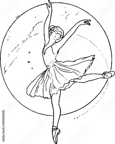Elegant minimalist line art of ballet dancer silhouette for modern design