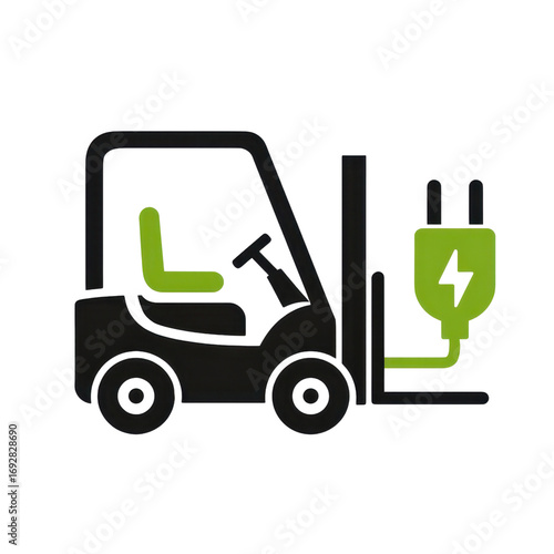 Electric Forklift Vehicle with Charging Station Symbolic Illustration