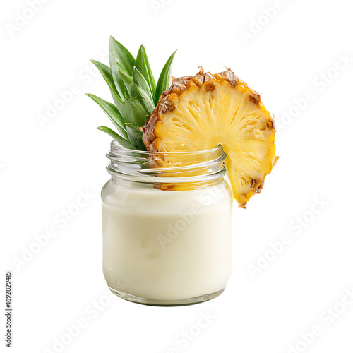 Glass Jar Fresh Pineapple Yogurt Fruit PNG
