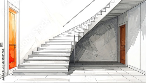 Architectural Staircase Design Sketch