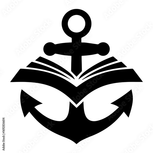 Anchor with Open Book and Chain: Symbol of Knowledge and Stability