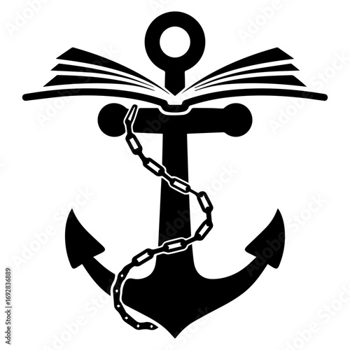 Anchor with Open Book and Chain: Symbol of Knowledge and Stability