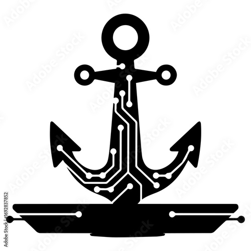 Digital Circuit Anchor Icon: Technology Meets Nautical
