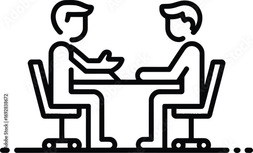 Effective Communication Two Individuals Engaging in a Focused Discussion, Fostering Collaboration and Understanding in a Professional Setting