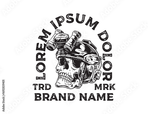 skull tactical with helmet vector