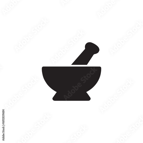 Mortar and pestle isolated kitchen and medicine tool for grinding spices and herbs