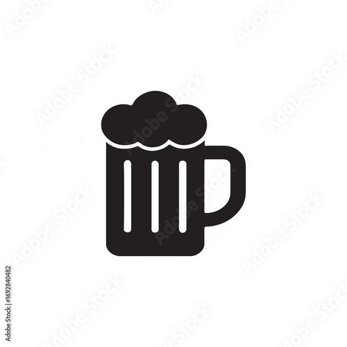 Beer glass icon with foam in a mug illustration