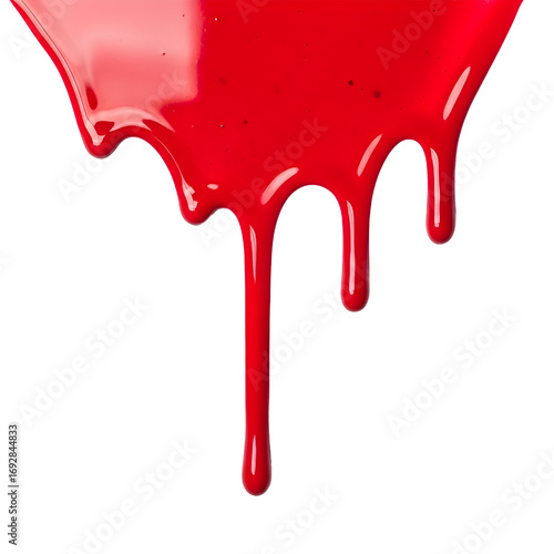 red liquid dripping down isolated on white background