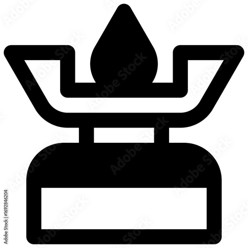 Camping cooker. Outlined stroke vector icon with black-filled details.