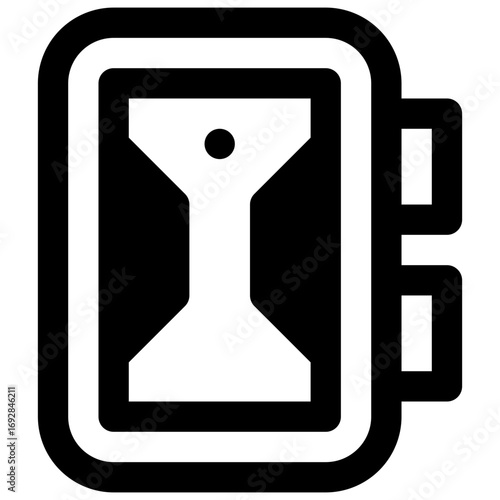 Bunker door. Outlined stroke vector icon with black-filled details.