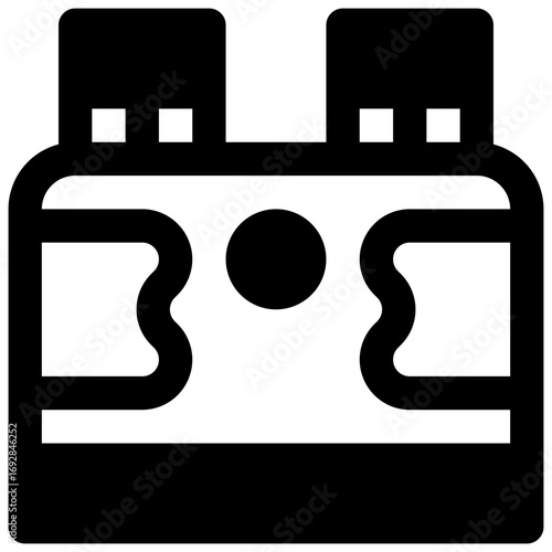 Night vision binoculars. Outlined stroke vector icon with black-filled details.