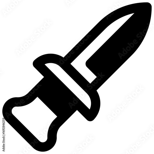 Knife. Outlined stroke vector icon with black-filled details.