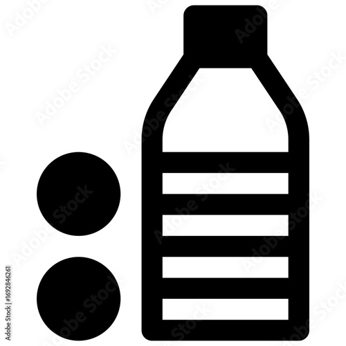 Purification tablets. Outlined stroke vector icon with black-filled details.