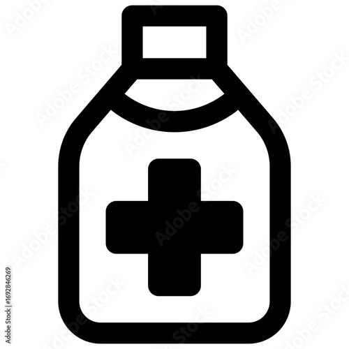 Rubbing alcohol. Outlined stroke vector icon with black-filled details.