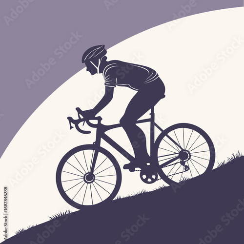 Dynamic silhouette of a cyclist in motion capturing the energy and speed of a bike race