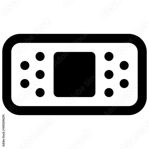 Plaster. Outlined stroke vector icon with black-filled details.