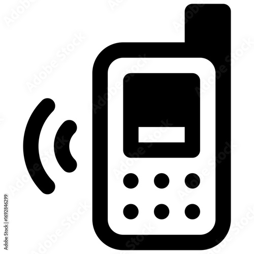 Satellite phone. Outlined stroke vector icon with black-filled details.