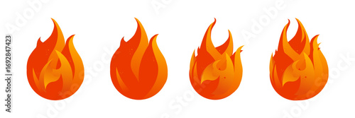 Flame , fire- vector illustration set