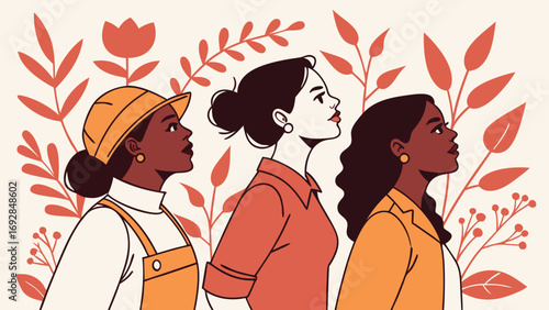 Three Diverse Women Profile Portraits: Modern, Minimalist, Aspirational