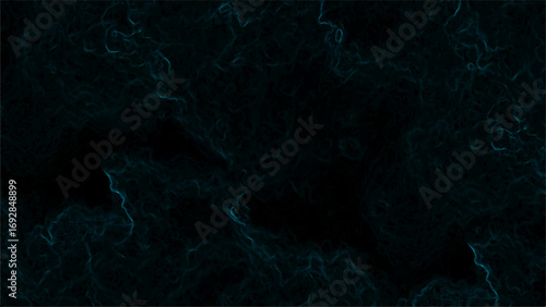 Dark abstract digital background featuring faint glowing cyan-blue fractal lines and wisps organic, smoky. Mysterious, futuristic, and atmospheric visual effect