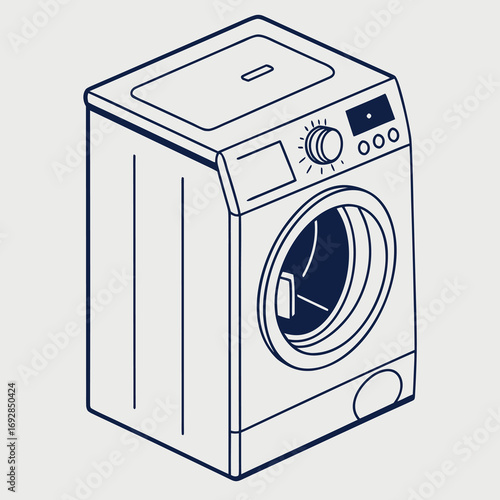 Modern washing machine vector design for home appliance and laundry room concepts